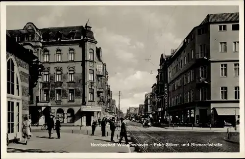 Ak Wilhelmshaven, Ecke Gökerstraße und Bismarckstraße, Fußgänger