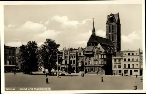 Ak Hansestadt Wismar, Markt, Marienkirche