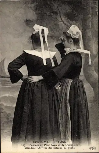 Ak Femmes de Pont Aven et de Quimperlé Finistère, Frauen in bretonischen Trachten