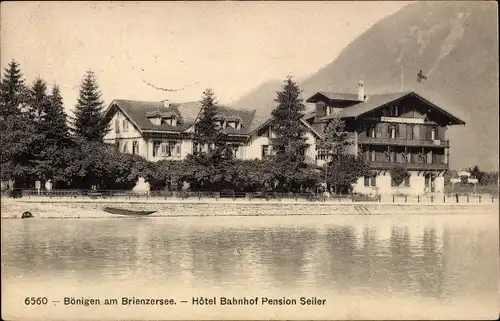 Ak Bönigen Kanton Bern, Hotel Bahnhof Pension Seiler