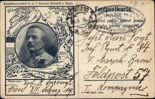 Ak Korpskommandant G. d. I. Svetozar Boroevic v. Bojna, Portrait, KuK Armee