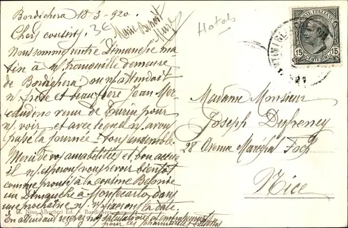 Ak Bordighera Liguria, Hotel Bristol