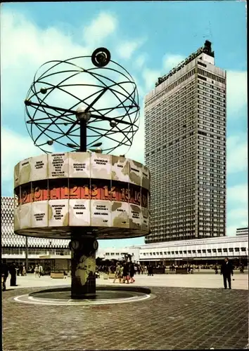 Ak Berlin Mitte, Alexanderplatz, Weltzeituhr, Interhotel Stadt Berlin