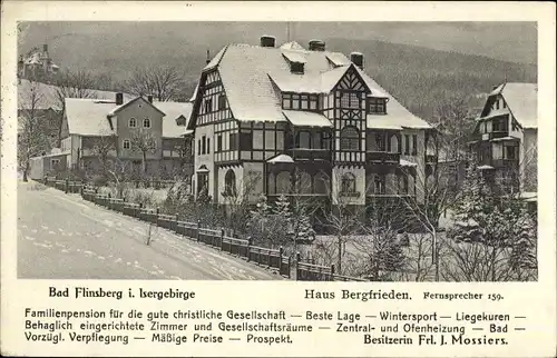 Ak Świeradów Zdrój Bad Flinsberg Schlesien, Haus Bergfrieden