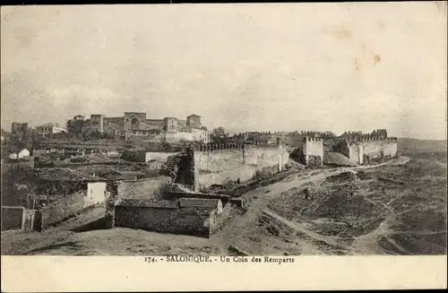 Ak Thessaloniki Griechenland, Eine Ecke der Stadtmauer