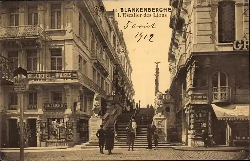 Ak Blankenberghe Blankenberge Westflandern, die Treppe der Löwen