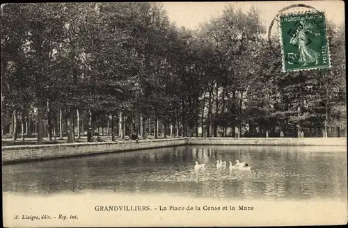 Ak Grandvilliers Oise, Place de la Cense und La Mate