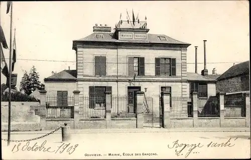 Ak Gouvieux Oise, Rathaus, Schule für Jungen