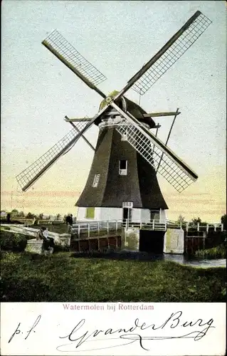 Ak Niederlande, Hollandsch Pittoresque, Alte Windmühle