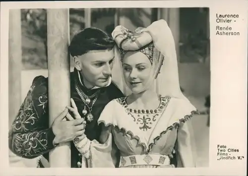 Ak Schauspieler Laurence Olivier, Portrait, Schauspielerin Renee Asherson, Film Jindfich V.