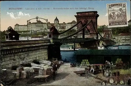 Ak Budapest Ungarn, Königliche Burg, Kettenbrücke