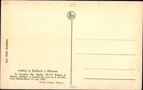 Ak Malonne Namur Wallonien, Institut S. Berthuin, Beerdigung S. de Dieu Frere Mutin-Marie, 11.5.1926