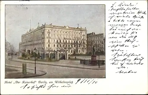 Ak Berlin Mitte, Hotel Der Kaiserhof am Wilhelmsplatz