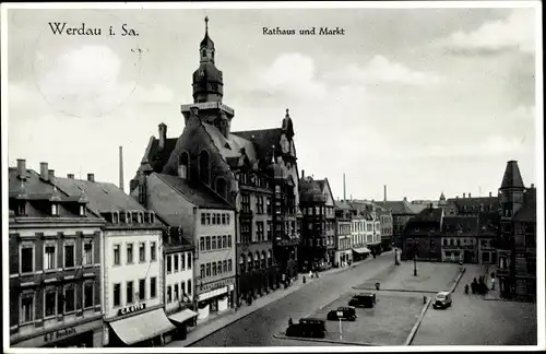 Ak Werdau in Sachsen, Rathaus, Markt