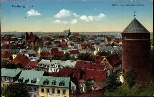 Ak Freiberg in Sachsen, Jakobikirchturm, Totalansicht