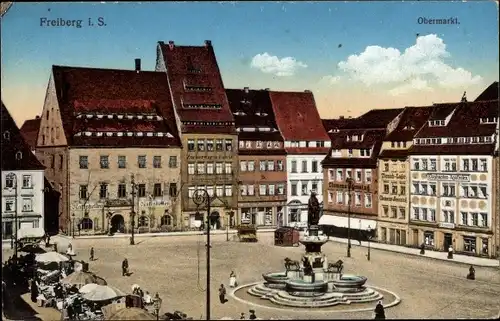 Ak Freiberg in Sachsen, Obermarkt, Ratskeller, Hermann Möbius, Clemens Jaessing