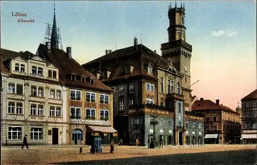 Ak Löbau in der Oberlausitz Sachsen, Altmarkt, Turm