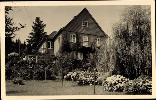 Ak Picka Oppach in der Oberlausitz, Haus vom Garten gesehen