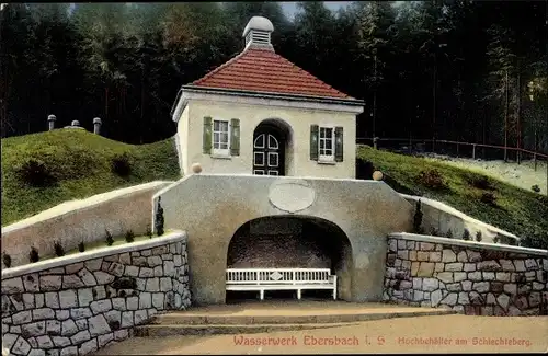 Ak Ebersbach in Sachsen, Wasserwerk, Hochbehälter am Schlechteberg