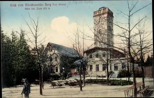 Ak Wilthen in der Oberlausitz, Mönchswalder Berg, Höhe inkl. Turm 471 m, Passanten