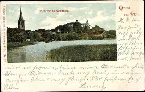 Ak Plön am See Holstein, Schwanensee, Kirche