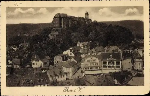 Ak Greiz in Thüringen, Totalansicht, Schloss, Häuser