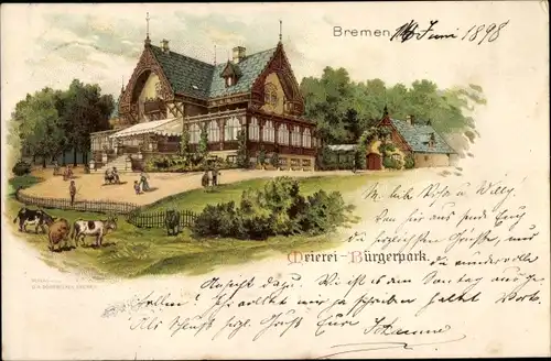 Litho Hansestadt Bremen, Meierei im Bürgerpark, Restaurant