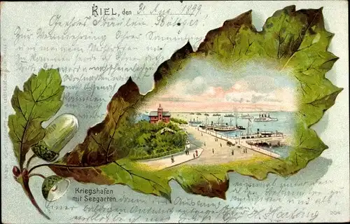 Eichenblatt Litho Kiel, Kriegshafen, Seegarten