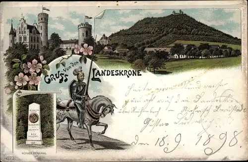 Litho Görlitz in der Lausitz, Landeskrone, Körner Denkmal, Ritter, Restaurant