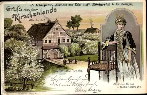 Litho Jork in Niedersachsen, Kirschenland, Fährhaus Lühe, Inh. J.H. Cohrs, Blütenpracht