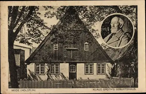 Ak Heide in Holstein, Klaus Groths Geburtshaus, Portrait