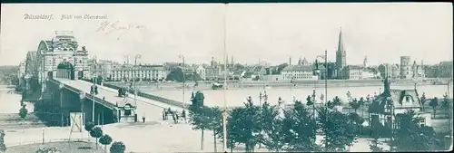 Klapp Ak Düsseldorf am Rhein, Panorama von Obercassel gesehen, Brücke