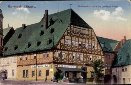 Ak Hartenstein im Erzgebirge Sachsen, Altdeutsches Gasthaus Weißes Ross
