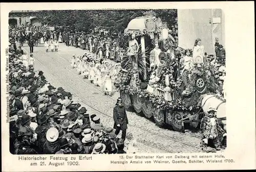 Ak Erfurt in Thüringen, Historischer Festzug 1902, Statthalter Karl v. Dalberg, Herzogin Amalie