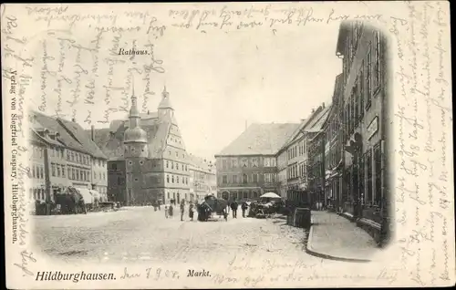 Ak Hildburghausen in Thüringen, Markt, Rathaus