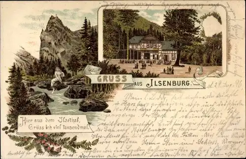 Litho Ilsenburg im Harz, Ilsetal, Gastwirtschaft