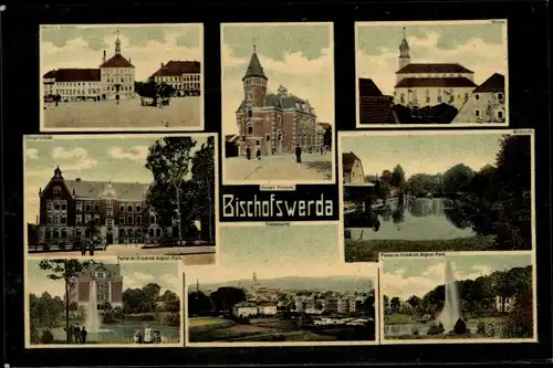 Ak Bischofswerda in Sachsen, Kirche, Rathaus, Markt, Post, Totale