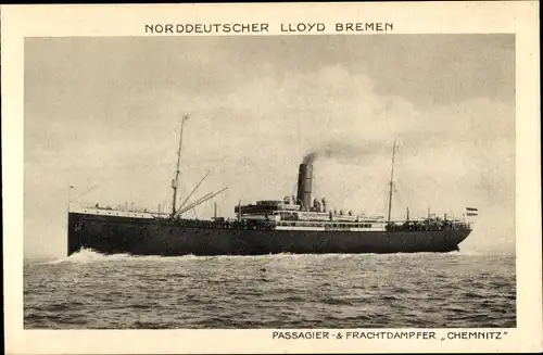 Ak Passagier und Frachtdampfer Chemnitz, Norddeutscher Lloyd Bremen, Dampfschiff