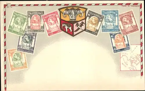 Briefmarken Wappen Ak Siam, China