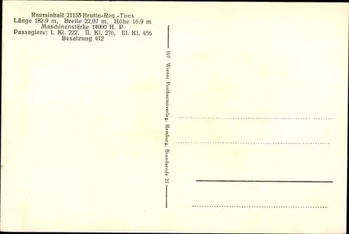 Ak Dampfer Hamburg, HAPAG
