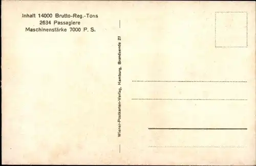 Ak Doppelschrauben-Motorschiff Monte Sarmiento, HSDG