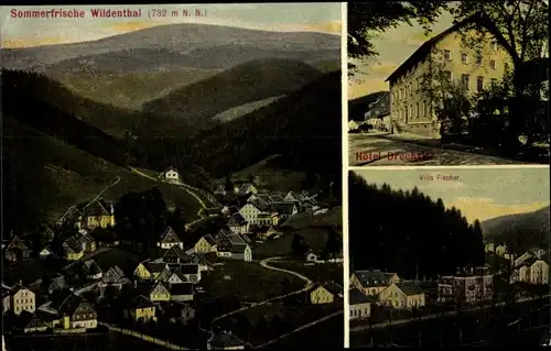 Ak Wildenthal Eibenstock im Erzgebirge, Drechslers Gasthof am Auersberg, Panorama vom Ort