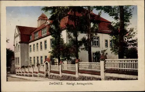 Ak Zwönitz im Erzgebirge Sachsen, Königl. Amtsgericht