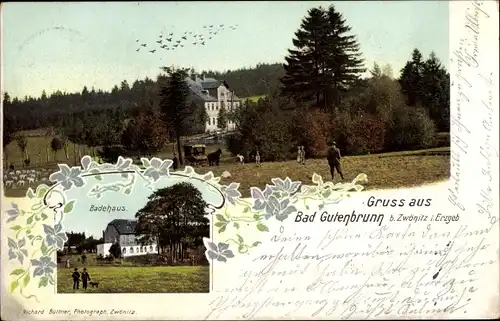 Ak Niederzwönitz Zwönitz im Erzgebirge Sachsen, Bad Gutenbrunn, Badehaus