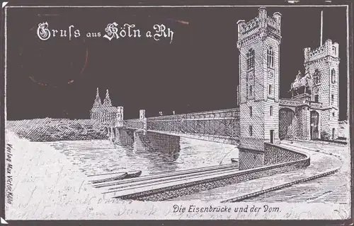 Künstler Ak Köln am Rhein, Eisenbrücke, Dom