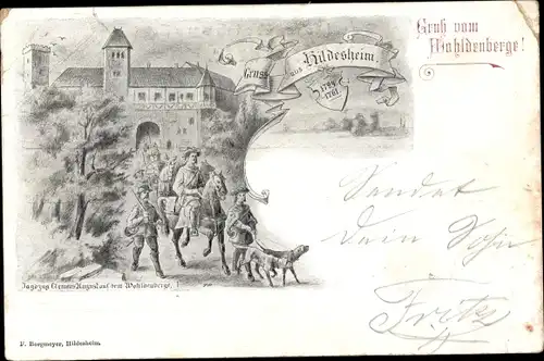 Litho Hildesheim in Niedersachsen, Jagdzug Clemens August auf dem Wohldenberge