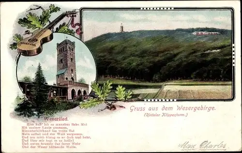 Ak Rinteln an der Weser, Klippenturm, Weserlied