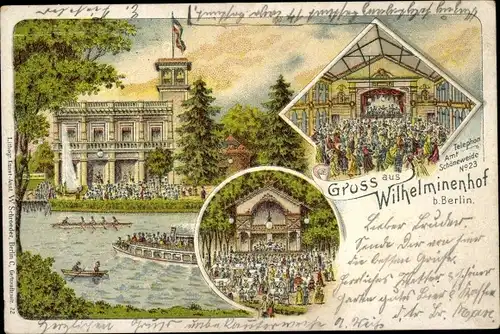 Litho Berlin Köpenick Oberschöneweide, Wilhelminenhof, Gastwirtschaft, Saal