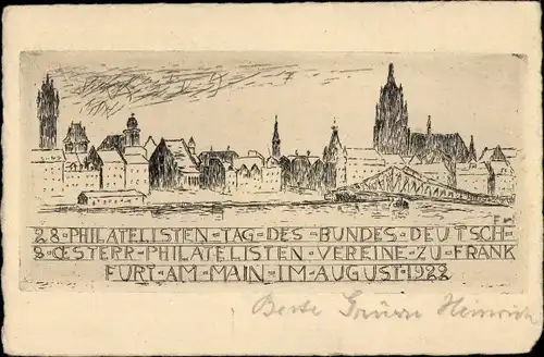 Ganzsachen Künstler Ak Frankfurt am Main, 28. Philatelistentag 1922