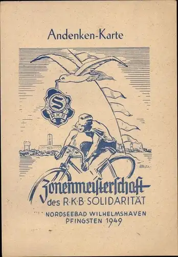 Künstler Ak Wilhelmshaven an der Nordsee, Zonenmeisterschaft des RKB Solidarität, Pfingsten 1949